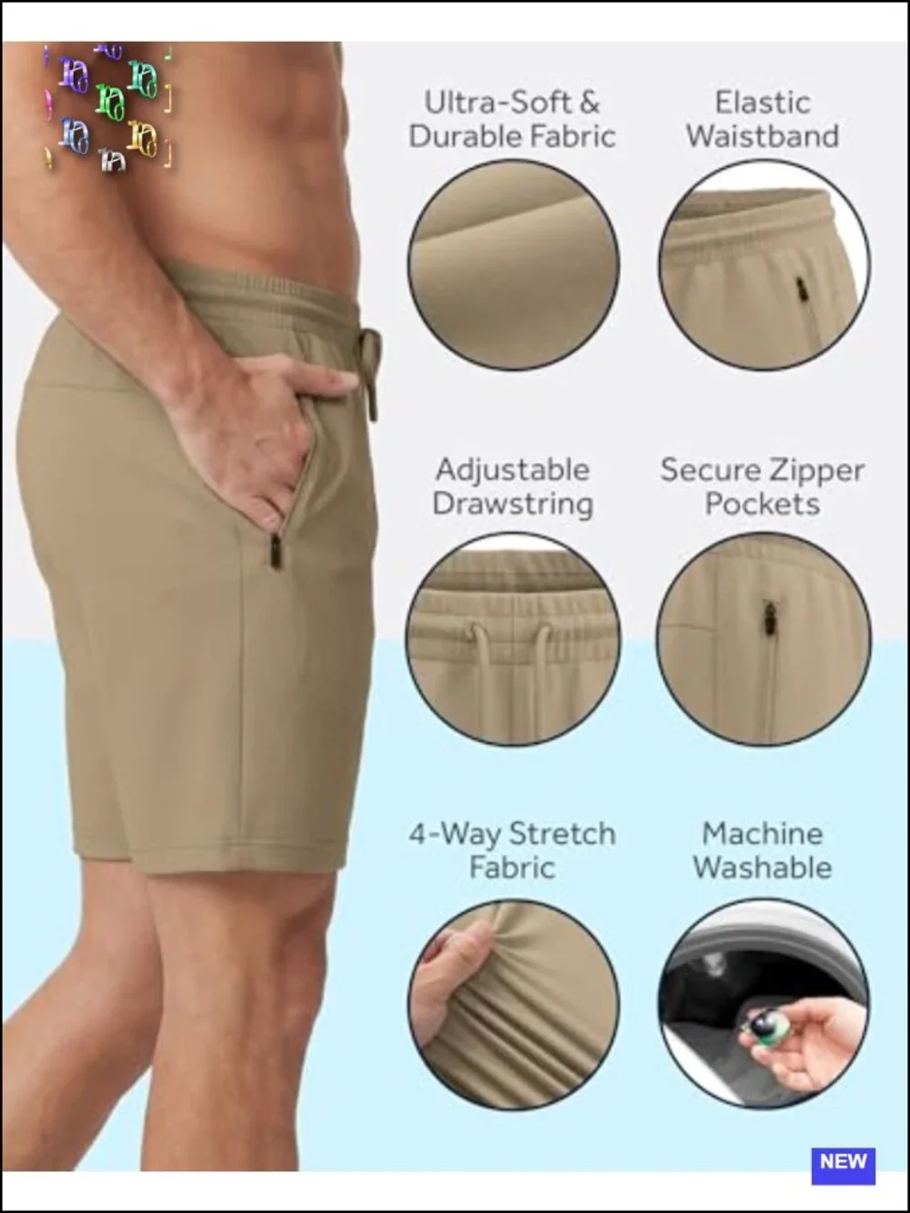 Men's Athletic Shorts 3 Pack Quick Dry with Zipper Pockets
